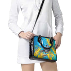 New Zealand Kokako Bird Shoulder Handbag Maori Koru With Kowhai Flowers - Aussie Hoodie