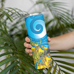 New Zealand Kokako Bird Skinny Tumbler Maori Koru With Kowhai Flowers - Aussie Hoodie