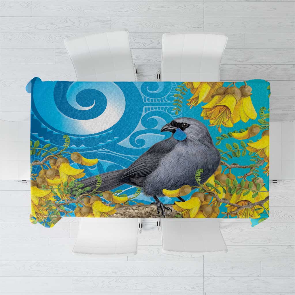 New Zealand Kokako Bird Tablecloth Maori Koru With Kowhai Flowers - Aussie Hoodie