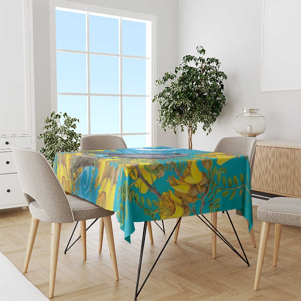 New Zealand Kokako Bird Tablecloth Maori Koru With Kowhai Flowers - Aussie Hoodie