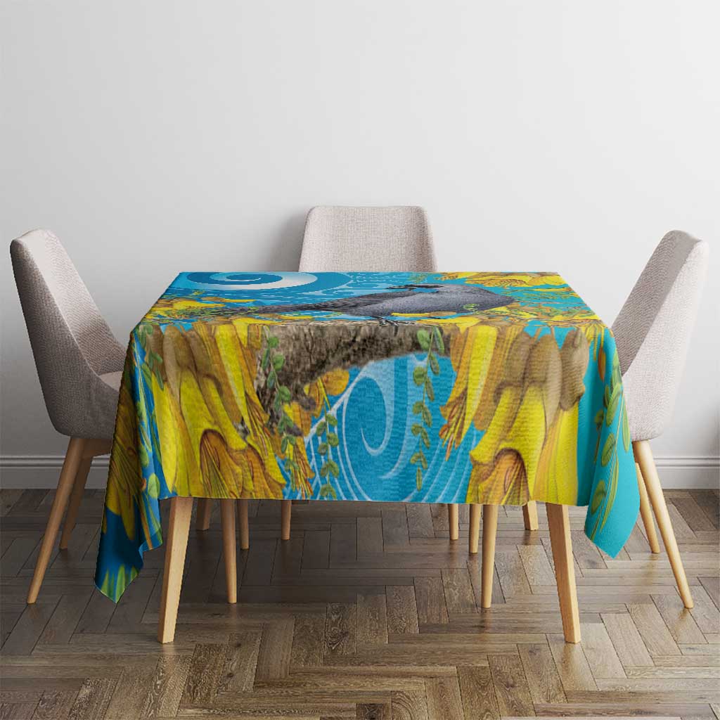 New Zealand Kokako Bird Tablecloth Maori Koru With Kowhai Flowers - Aussie Hoodie