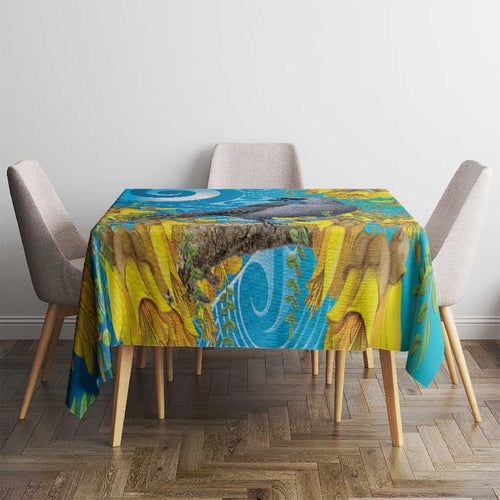 New Zealand Kokako Bird Tablecloth Maori Koru With Kowhai Flowers - Aussie Hoodie