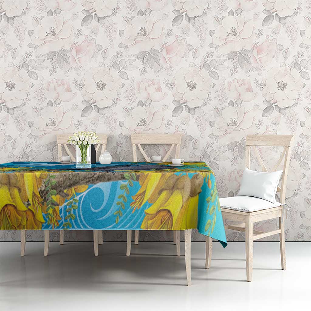 New Zealand Kokako Bird Tablecloth Maori Koru With Kowhai Flowers - Aussie Hoodie
