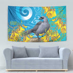 New Zealand Kokako Bird Tapestry Maori Koru With Kowhai Flowers - Aussie Hoodie