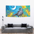 New Zealand Kokako Bird Tapestry Maori Koru With Kowhai Flowers - Aussie Hoodie