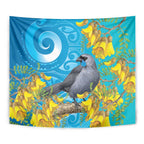 New Zealand Kokako Bird Tapestry Maori Koru With Kowhai Flowers - Aussie Hoodie