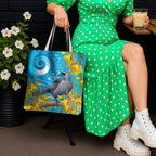 New Zealand Kokako Bird Tote Bag Maori Koru With Kowhai Flowers - Aussie Hoodie
