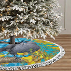 New Zealand Kokako Bird Tree Skirt Maori Koru With Kowhai Flowers