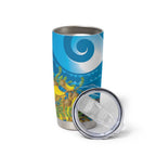 New Zealand Kokako Bird Tumbler Cup Maori Koru With Kowhai Flowers - Aussie Hoodie