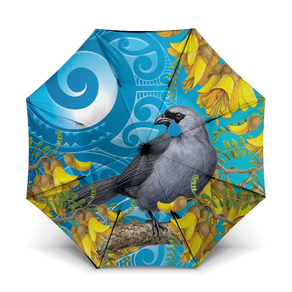 New Zealand Kokako Bird Umbrella Maori Koru With Kowhai Flowers - Aussie Hoodie