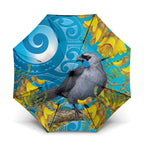 New Zealand Kokako Bird Umbrella Maori Koru With Kowhai Flowers - Aussie Hoodie