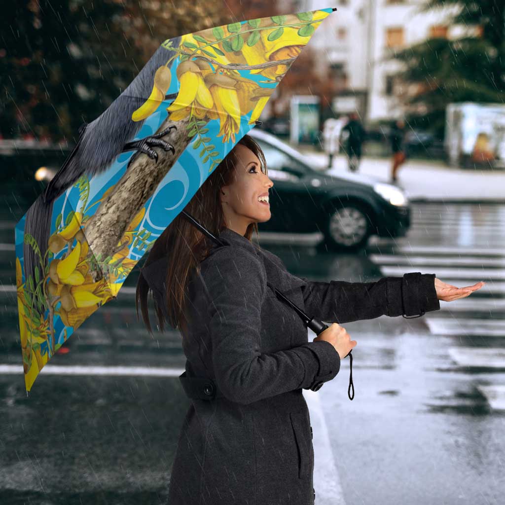 New Zealand Kokako Bird Umbrella Maori Koru With Kowhai Flowers - Aussie Hoodie