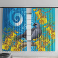 New Zealand Kokako Bird Window Curtain Maori Koru With Kowhai Flowers - Aussie Hoodie