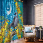 New Zealand Kokako Bird Window Curtain Maori Koru With Kowhai Flowers - Aussie Hoodie