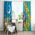 New Zealand Kokako Bird Window Curtain Maori Koru With Kowhai Flowers - Aussie Hoodie