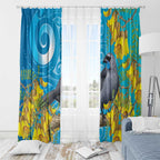 New Zealand Kokako Bird Window Curtain Maori Koru With Kowhai Flowers - Aussie Hoodie