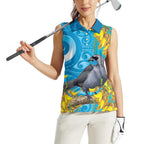 New Zealand Kokako Bird Women Sleeveless Polo Shirt Maori Koru With Kowhai Flowers - Aussie Hoodie