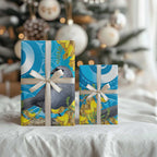 New Zealand Kokako Bird Wrapping Paper Maori Koru With Kowhai Flowers
