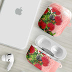 New Zealand Fantail AirPods Case Maori Koru With Pohutukawa Flowers - Aussie Hoodie