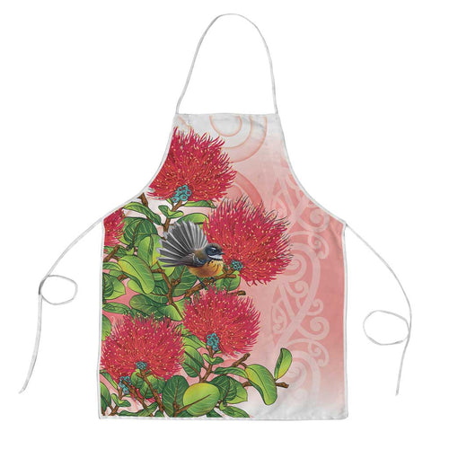 New Zealand Fantail Apron Maori Koru With Pohutukawa Flowers - Aussie Hoodie