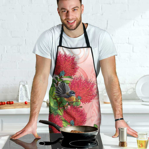 New Zealand Fantail Apron Maori Koru With Pohutukawa Flowers - Aussie Hoodie