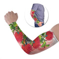 New Zealand Fantail Arm Sleeves Maori Koru With Pohutukawa Flowers - Aussie Hoodie
