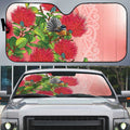 New Zealand Fantail Auto Sun Shade Maori Koru With Pohutukawa Flowers - Aussie Hoodie