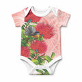 New Zealand Fantail Baby Onesie Maori Koru With Pohutukawa Flowers