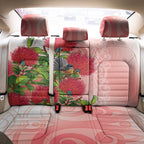 New Zealand Fantail Back Car Seat Cover Maori Koru With Pohutukawa Flowers - Aussie Hoodie