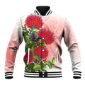 New Zealand Fantail Baseball Jacket Maori Koru With Pohutukawa Flowers - Aussie Hoodie