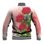 New Zealand Fantail Baseball Jacket Maori Koru With Pohutukawa Flowers - Aussie Hoodie