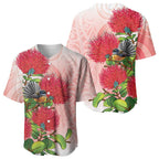 New Zealand Fantail Baseball Jersey Maori Koru With Pohutukawa Flowers - Aussie Hoodie