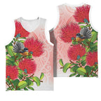 New Zealand Fantail Basketball Jersey Maori Koru With Pohutukawa Flowers - Aussie Hoodie