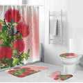 New Zealand Fantail Bathroom Set Maori Koru With Pohutukawa Flowers - Aussie Hoodie