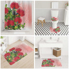 New Zealand Fantail Bathroom Set Maori Koru With Pohutukawa Flowers - Aussie Hoodie