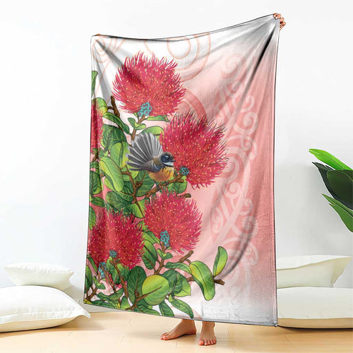 New Zealand Fantail Blanket Maori Koru With Pohutukawa Flowers - Aussie Hoodie