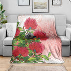 New Zealand Fantail Blanket Maori Koru With Pohutukawa Flowers - Aussie Hoodie