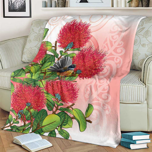 New Zealand Fantail Blanket Maori Koru With Pohutukawa Flowers - Aussie Hoodie