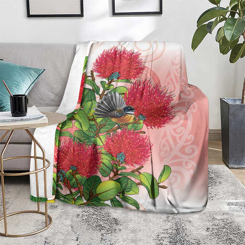 New Zealand Fantail Blanket Maori Koru With Pohutukawa Flowers - Aussie Hoodie