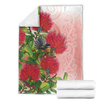 New Zealand Fantail Blanket Maori Koru With Pohutukawa Flowers - Aussie Hoodie