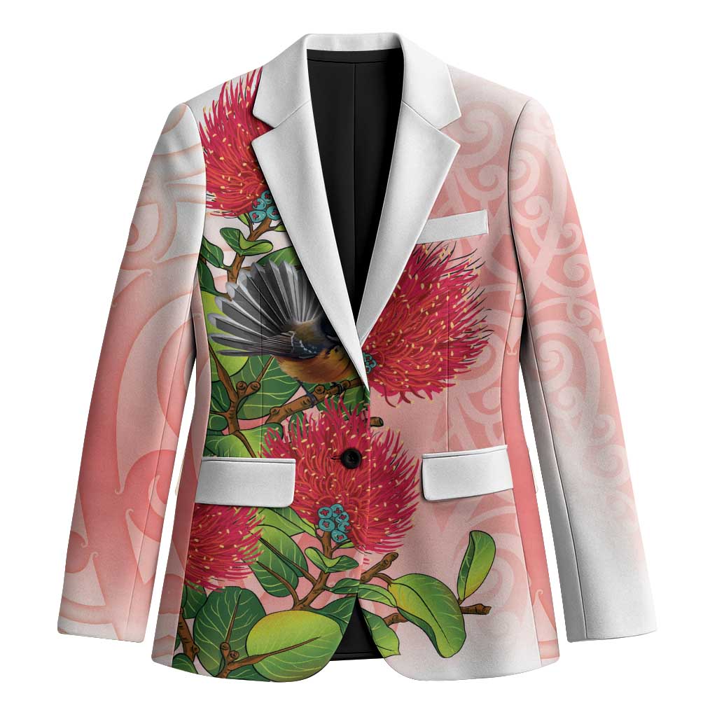 New Zealand Fantail Blazer Maori Koru With Pohutukawa Flowers - Aussie Hoodie