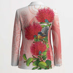 New Zealand Fantail Blazer Maori Koru With Pohutukawa Flowers - Aussie Hoodie