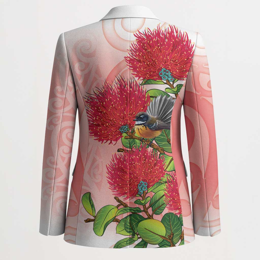New Zealand Fantail Blazer Maori Koru With Pohutukawa Flowers - Aussie Hoodie