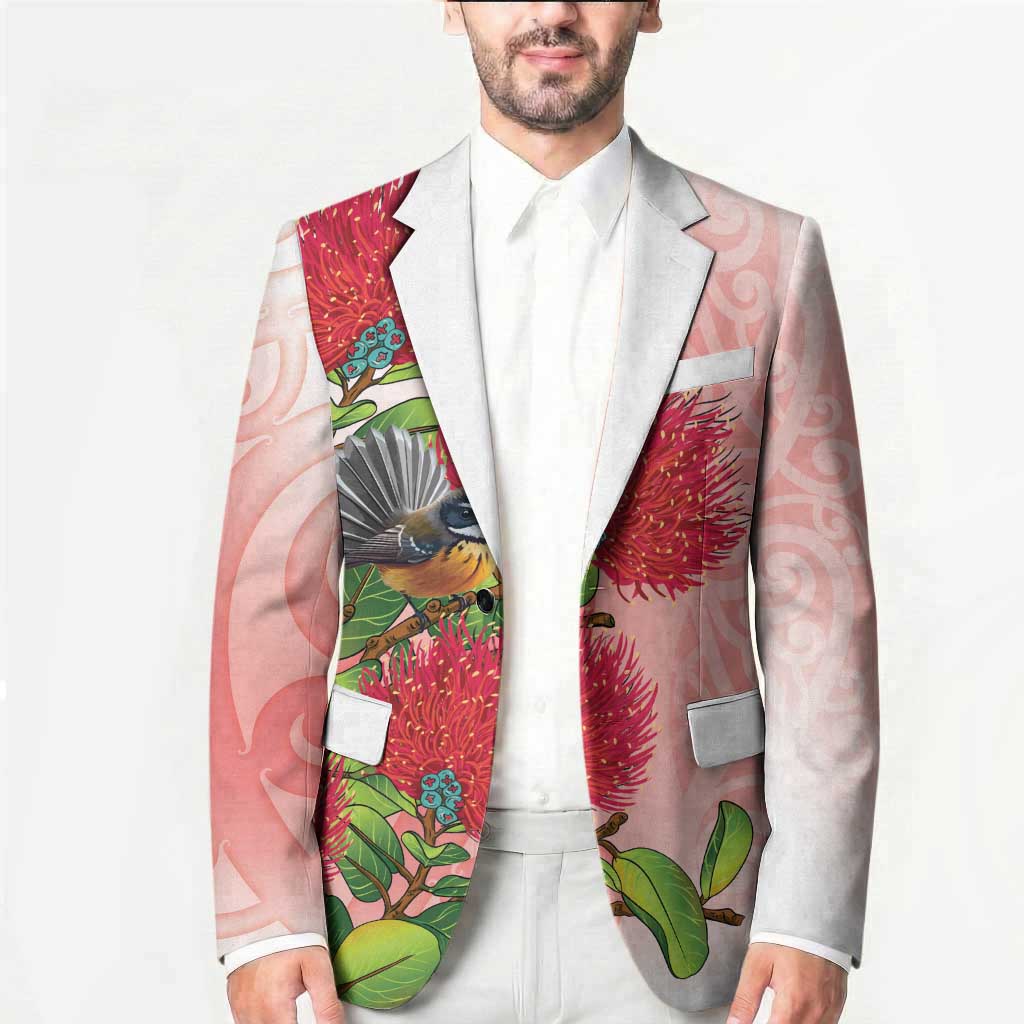New Zealand Fantail Blazer Maori Koru With Pohutukawa Flowers - Aussie Hoodie