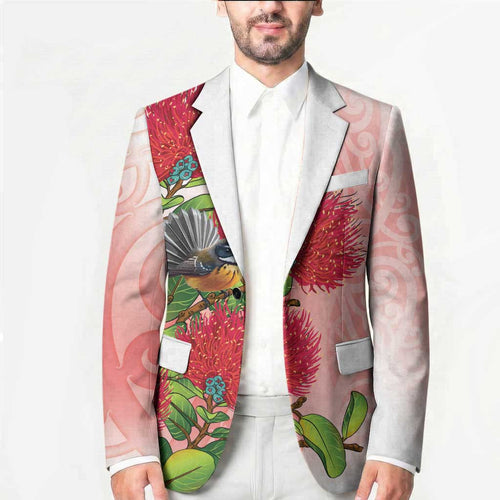 New Zealand Fantail Blazer Maori Koru With Pohutukawa Flowers - Aussie Hoodie