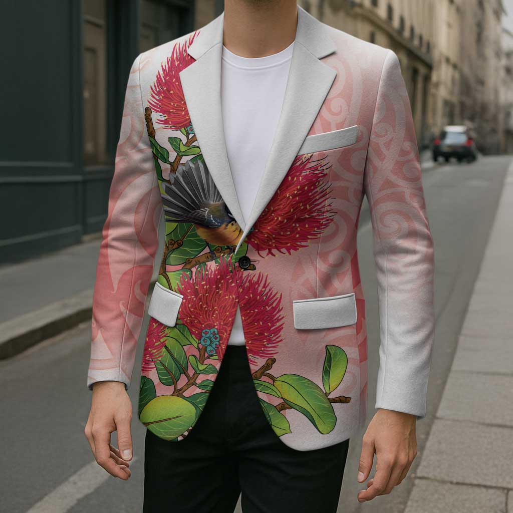 New Zealand Fantail Blazer Maori Koru With Pohutukawa Flowers - Aussie Hoodie