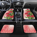 New Zealand Fantail Car Mats Maori Koru With Pohutukawa Flowers - Aussie Hoodie