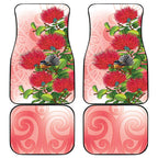 New Zealand Fantail Car Mats Maori Koru With Pohutukawa Flowers - Aussie Hoodie