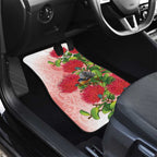 New Zealand Fantail Car Mats Maori Koru With Pohutukawa Flowers - Aussie Hoodie