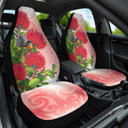 New Zealand Fantail Car Seat Cover Maori Koru With Pohutukawa Flowers - Aussie Hoodie